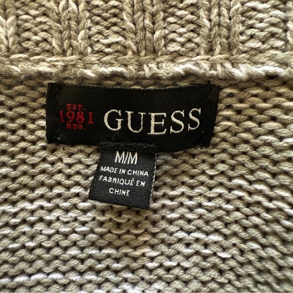 Guess Men's Gray Cable Knit Zip Up Sweater with toggle buttons Sz M - Picture 2 of 6